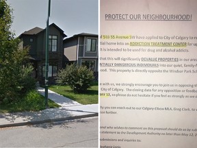 The site of a proposed private treatment facility for men suffering from drug and alcohol addiction (left) and a letter that was circulated by someone opposed to the facility (right).