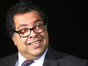 Mayor Naheed Nenshi speaks to media on the Green Line Plan and Coun. Ward Sutherland's gesture towards Coun. Druh Farrell during a public council meeting last week at City Hall in Calgary on Monday May 15, 2017. DARREN MAKOWICHUK/Postmedia Network