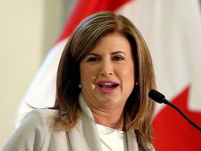 Conservative Interim leader Rona Ambrose speaks in Ottawa on Tuesday May 16, 2017. The longtime MP, who has led the Conservatives since they formed Opposition in 2015, will resign her seat in the House of Commons this summer. THE CANADIAN PRESS/Fred Chartrand ORG XMIT: FXC104