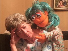 Deborah Ferguson and the puppet Pennie in Life Stage's production of Family Tear at the INKubator Theatre in Eau Claire Market