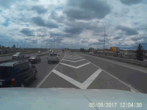 Calgary police are looking for the driver of a vehicle that witnessed this dangerous driving incident on the Deerfoot Trail on Tuesday, May 9.