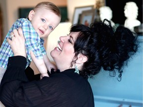Michelle Minke and her son Max Svoboda, 15, months pose for photos at their home in Calgary on Wednesday May 10, 2017.  Minke is an opera singer who has travelled the world and now heads up Cowtown Opera and thought she'd not have kids because of her career, but love got in the way. Leah Hennel/Postmedia