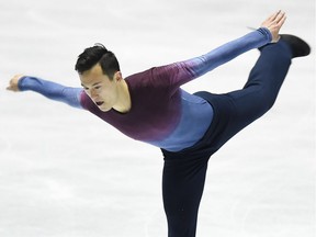 Canada's Patrick Chan performs during the free skating event of the men's singles in the World Team Trophy figure skating competition in Tokyo on April 21, 2017.