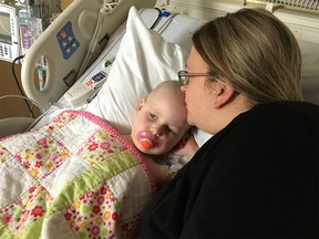 Lindsey Marofke and daughter Greta in Cincinnati Children's Hospital. Supplied photo