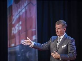 Canadian Pacific Railway president and CEO Keith Creel addresses the company's annual meeting in Calgary, Wednesday, May 10, 2017.THE CANADIAN PRESS/Jeff McIntosh ORG XMIT: JMC104