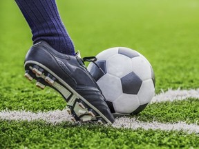 Local Input~ soccer ball with his feet on the football field      //   //  **CLEARED FOR ALL POSTMEDIA USE**  
UNDATED --  soccer kicking ball playing
(**CLEARED FOR ALL POSTMEDIA USE**  STOCK PHOTO AGENCY IMAGE, ROYALTY FREE )/pws