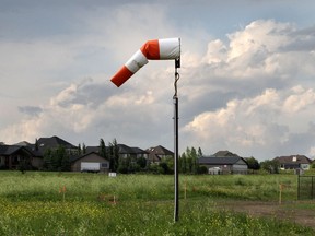 A wind sock at the Okotoks airport.