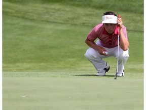 Emmett Oh plays Hole 18 of the first round of the 2014 Sun Life Financial Alberta Men's Amateur Championship at Desert Blume Golf Club in Medicine Hat, Alta., on July 15, 2014. (File)