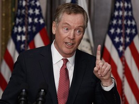 U.S. Trade Representative Robert Lighthizer during his swearing-in ceremony Monday.