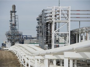 Pipeline Alley is pictured next to the Kinder Morgan Transmountain facility in Edmonton.