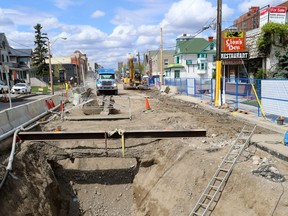 Construction work continues on 17th Avenue S.W. in Calgary on Tuesday May 9, 2017.