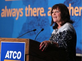 ATCO president and CEO Nancy Southern speaks at the company's annual general meeting in Calgary on Wednesday May 10, 2017.
