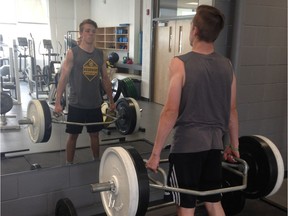 Photo to go with Bowness athletics story. Boy weightlifting is Berg Thompson