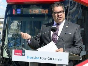 Mayor Naheed Nenshi, members of council and Calgary-East MLA Robyn Luff revealed the new Siemens S200 four car Light Rail Train (LRT) at the Saddletowne LRT Station in Calgary, Alta., on May 1, 2017.