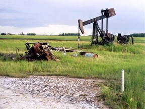 Abandoned oil well equipment, once owned by now defunct Legal Oil and Gas Ltd., is shown in this file photo.
