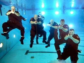 As part of their training, marine unit officers must do 16 laps of the pool, a 25-metre swim underwater and a 10-minute tread.