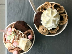 A couple of the delightfully cold bowls at Sweet Tooth Ice Cream.