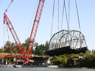 The 12 street zoo bridge in Calgary was removed with no incident on Monday May 29, 2017. DARREN MAKOWICHUK/Postmedia Network