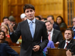 Justin Trudeau stands during question period in the House of Commons on Tuesday, June 6, 2017.