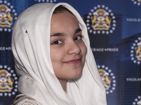 Sonia Hafeez Yousaf, 10, was honoured by the Calgary Police Service on Thursday, June 8 2017 in Calgary, Alta. at the 2017 Chief's Awards Gala. In November 2016, She ran to a neighbour's house seeking help for her mother, who was being viciously assaulted in her home by a former business associate. Photo courtesy Calgary Police Service.