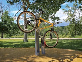 One of the two public bike-repair stations in Calgary can be found in Edworthy Park.