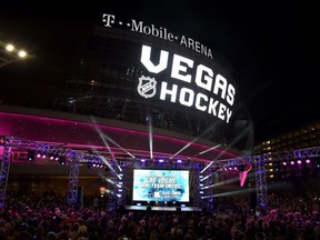 A crowd waits before the Vegas Golden Knights was announced as the name for the Las Vegas NHL franchise at T-Mobile Arena on November 22, 2016 in Las Vegas, Nevada. The team will begin play in the 2017-18 season.