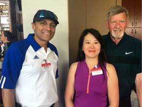 The 24th Annual Calgary Co-op Charity Golf Classic returned to Heritage Pointe Golf and Country Club recently  with an attendance of more than 160 golfers. Pictured, from left, are Calgary Co-opÕs Ken Keelor, chief executive officer and Trinh McConkey, sponsorship and events manager, and Colin Kuefler, regional manager, Johnson Insurance.
Courtesy Calgary Co-op, Courtesy Calgary Co-op