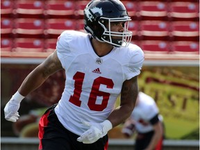 Calgary Stampeders slotback Marquay McDaniel was photographed during training camp at McMahon Stadium in Calgary on Monday May 29, 2017.