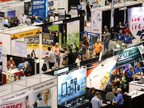 Delegates explore the booths at the Global Petroleum Show in the BMO centre at Stampede Park on Tuesday June 7, 2016.