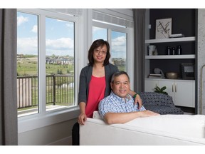 Joel and Laureen Purificacion in a show home by Morrison Homes in the Ridge at Sage Meadows.