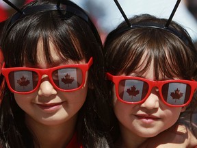 Anna Rodriguez, 6, and sister Emma, 4, show their Canadian spirit during Canada Day in 2014.
