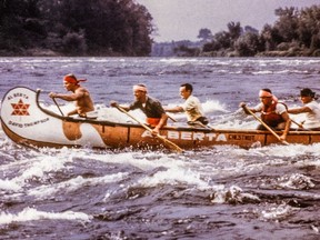 Paddlers in a race marking Canada's Centennial in 1967.