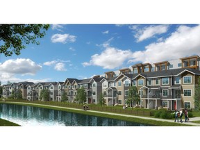 An artist's rendering of the Canals Townhomes by Slokker West in Airdrie.