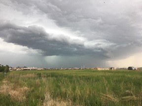 Calgary's stormy weather viewed from the east end of the city from June 2017.