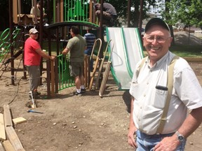 Daryl Wig of the Blairmore Lions Club at the Hailey Dunbar-Blanchette playground.
