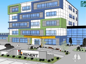 Westcor Construction is working on a 90,000-square-foot addition to the Renart School in northwest Calgary, as shown in this rendering.