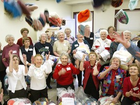 Edmonton seniors celebrated their volunteer commitment to knit 4,800 toques, scarves and mittens to help 28 community organizations a few years ago. More than 60 volunteers spent 25,000 hours knitting the items.