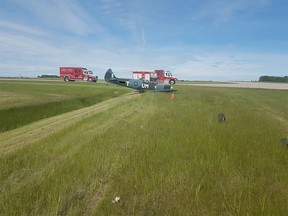 RCMP released this photo of a small plane that crashed at the Didsbury/Olds airport Monday.