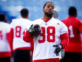 Calgary Stampeders running back Terry Williams during the final walk-through before facing the B.C. Lions at McMahon Stadium in preseason action on June 6.