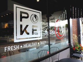 Po-ke's menu includes sushi but also a Sumo Dog.