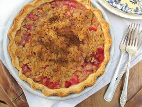 Strawberry-Rhubarb Crumble Pie.