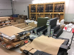 The entire inventory of a Cardston gun store was seized after RCMP and Alberta Law Enforcement Response Team (ALERT) members executed a search warrant at K&D Implements on May 29, 2017.