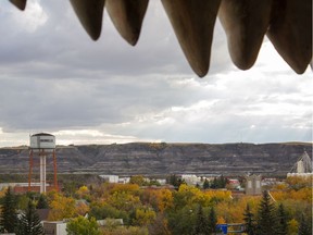 View from inside the giant T-Rex in Drumheller.