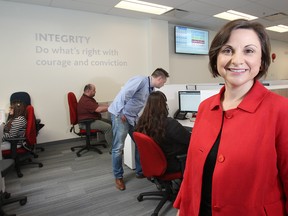 Gianna Manes, president and chief executive officer of ENMAX, in the company's customer care centre.