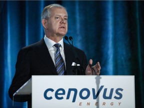 Cenovus Energy CEO Brian Ferguson addresses the company's annual meeting in Calgary, Wednesday, April 26, 2017, in this file photo.