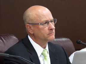 James DeVolld, chairman of the Nevada Tax Commission, listens to testimony on Thursday, July 13, 2017, at the state Legislative Building in Carson City, Nev., before the panel unanimously adopted emergency regulations to expedite the licensing of recreational marijuana distributors to meet a supply shortage at pot retailers who launched the state&#039;s first legal sales on July 1. (AP Photo/Scott Sonner)