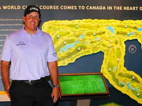 PGA golfer Phil Mickelson at Harmony Discovery Centre west of Calgary giving the media an update on Mickelson National Golf Club, which is scheduled to open 2019.