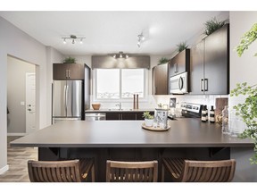 The kitchen in the Avid show home by Jayman Built in Cornerstone. Jayman was one of the leaders in Built Green enrolment over the first half of 2017.