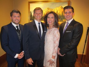 Cal 0722 Distinguished 2  The Distinguished Business Leader Award - co-presented by the Haskayne School of Business and the Calgary Chamber of Commerce, has  recognized outstanding leaders in the Calgary business community since 1993. Pictured is this year's recipient Leslie O'Donoghue with her proud family- son Connor Ross, husband Hugh Ross and son Brendan Ross.
Bill Brooks, Bill Brooks