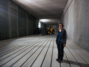 Philippa Wagner, green cart implementation leader, inside one of 18 massive composting rooms.